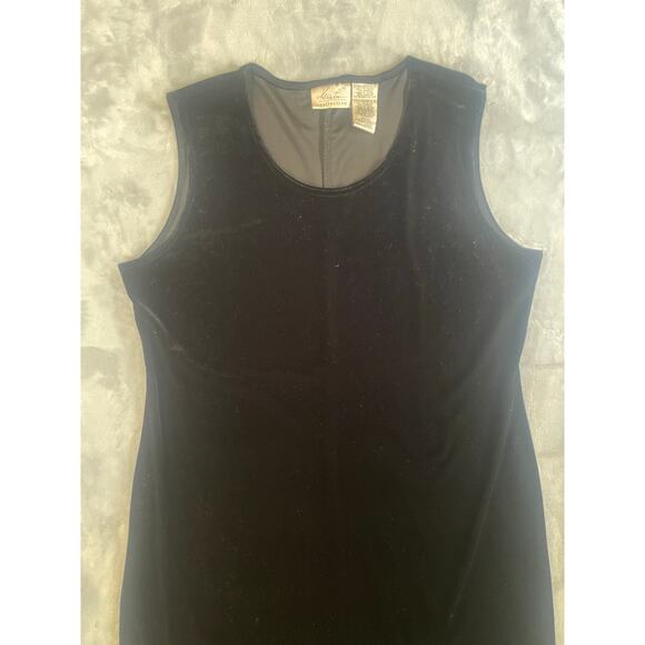 Vintage 90s Y2K stretch black velvet midi tank dress goth whimsygoth XL plus - Picture 7 of 8